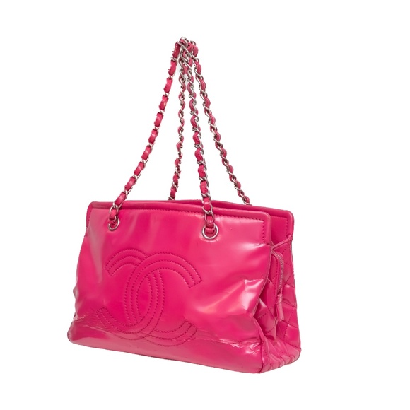 CHANEL Vintage Hot Pink Patent Leather Tote Bag - Picture 3 of 12